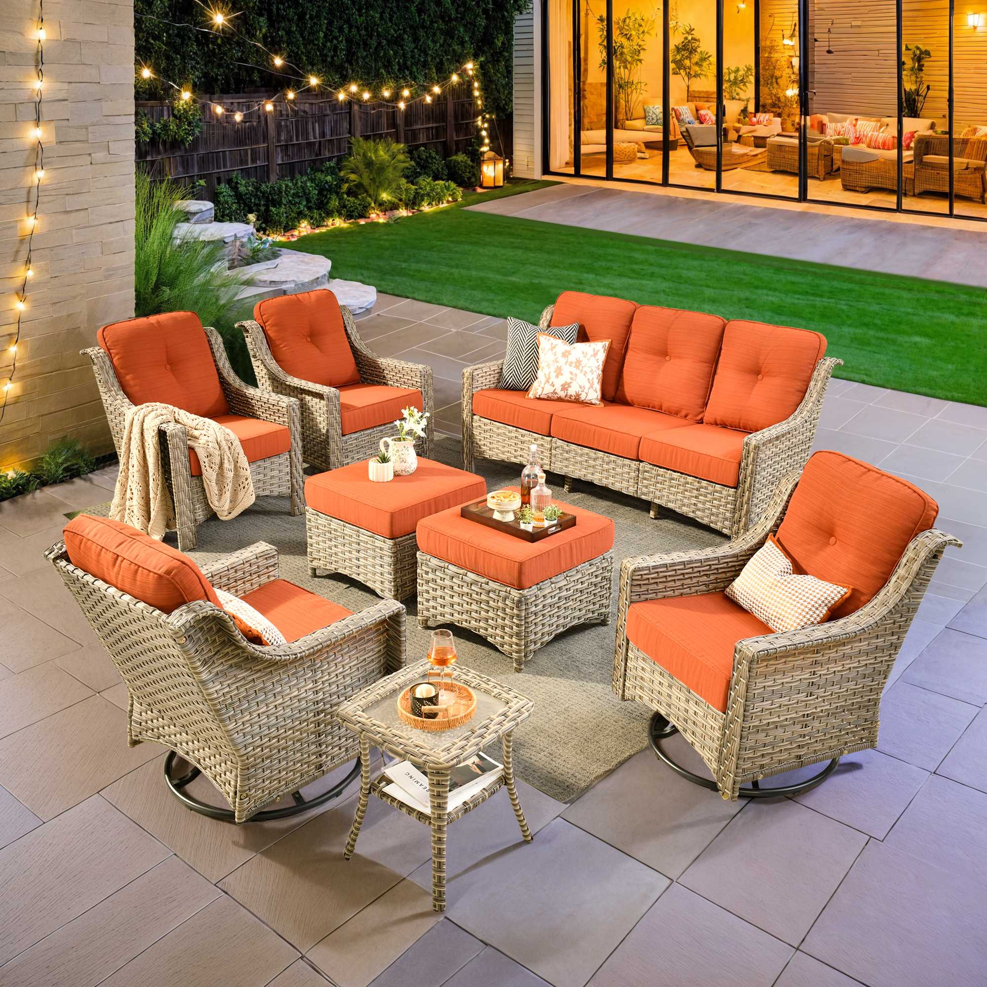 Ovios Conversation Set 5-Piece, PAD Series,Included Swivel Chair