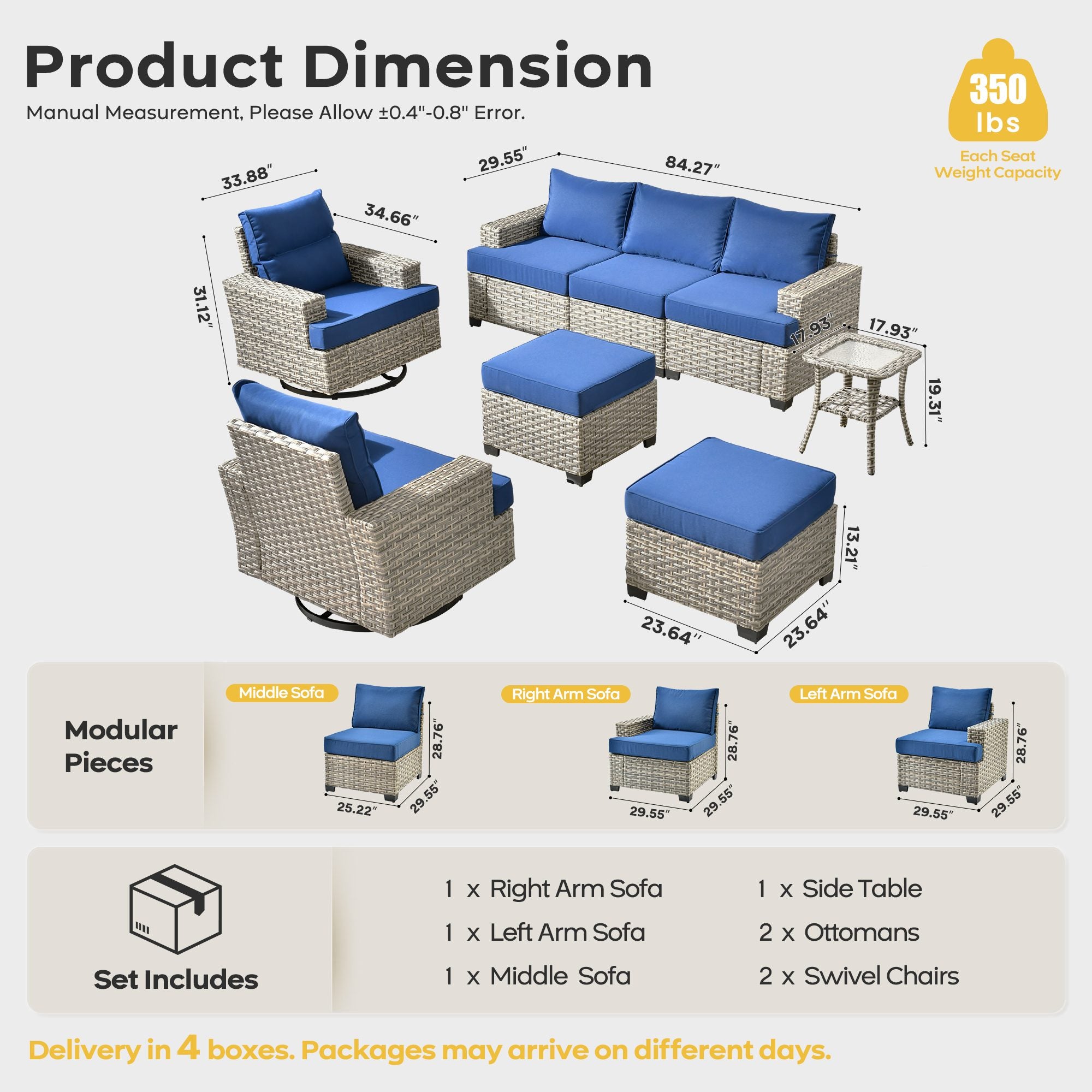 TBS Series - Sectional Patio Furniture Set 8-Piece