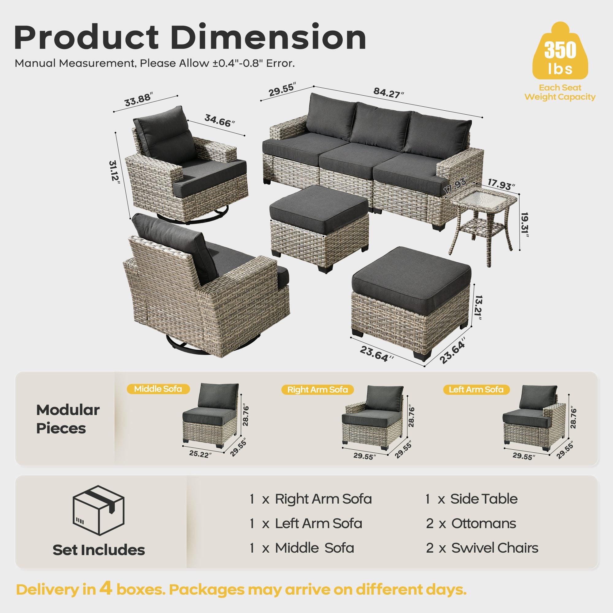 TBS Series - Sectional Patio Furniture Set 8-Piece