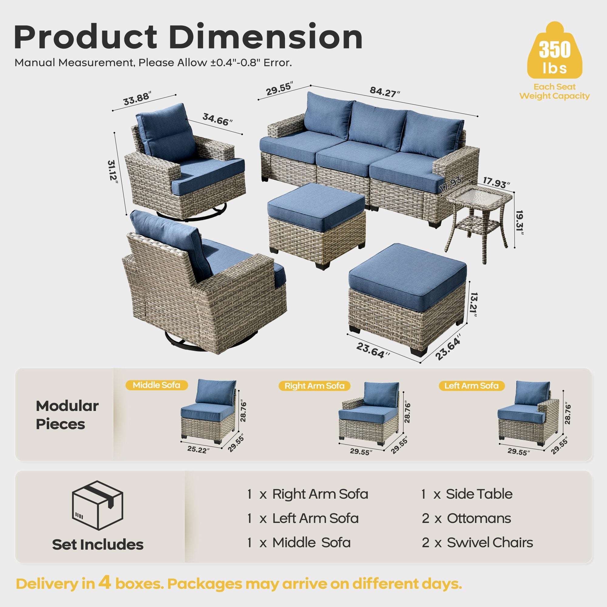 TBS Series - Sectional Patio Furniture Set 8-Piece
