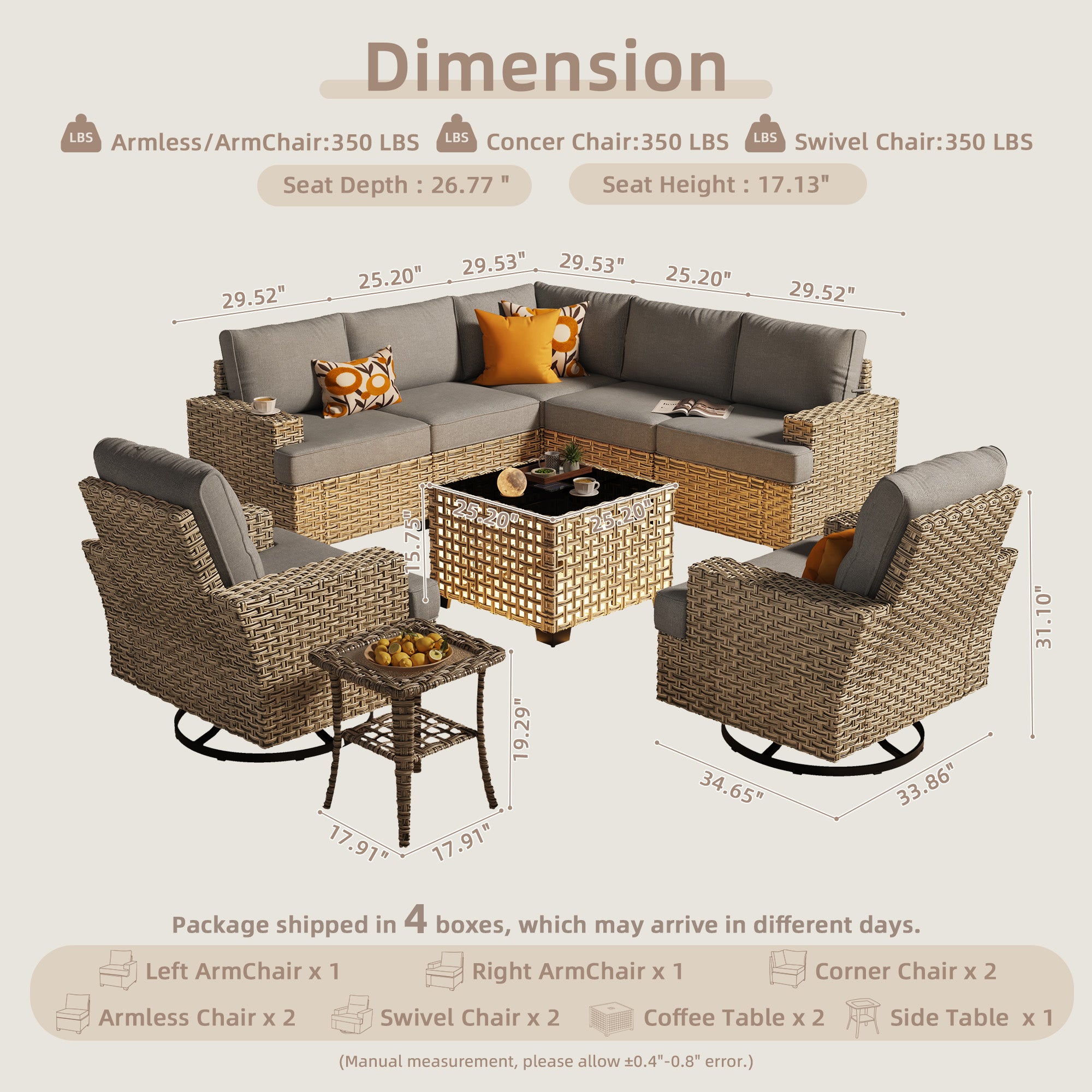 TBS Series - Sectional Patio Furniture Set 8-Piece