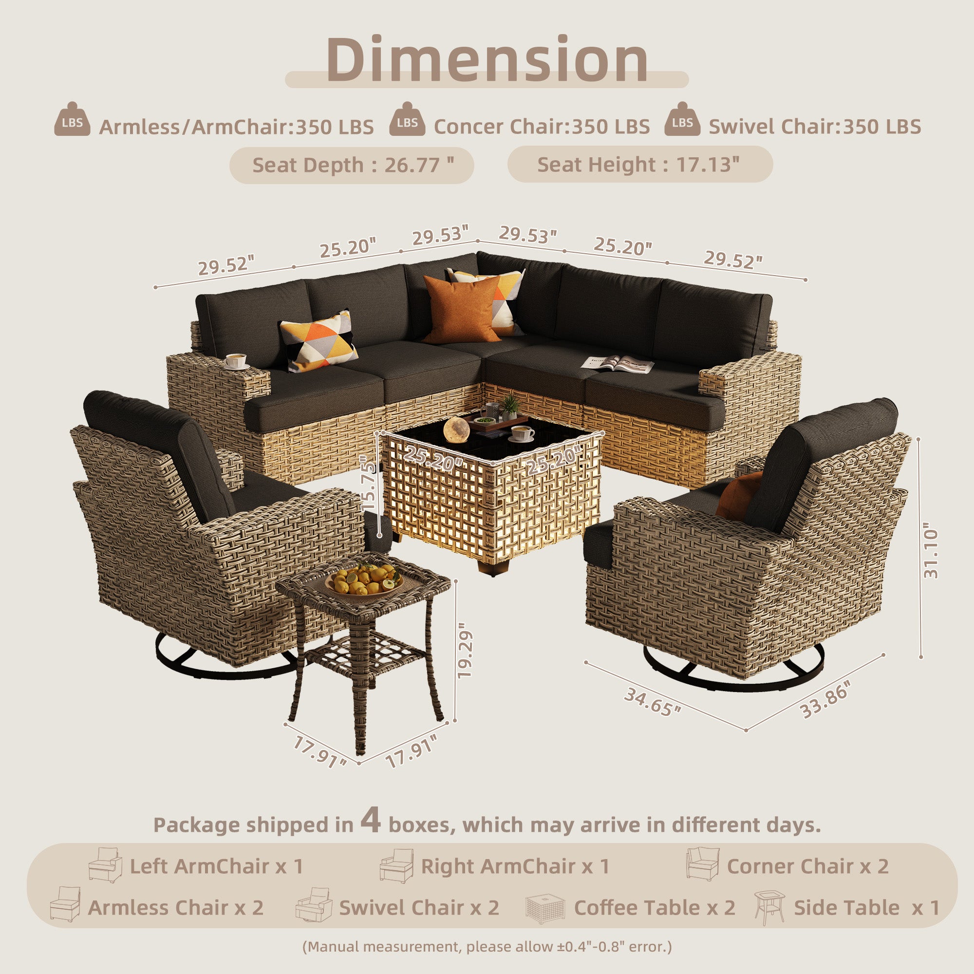 TBS Series - Sectional Patio Furniture Set 8-Piece