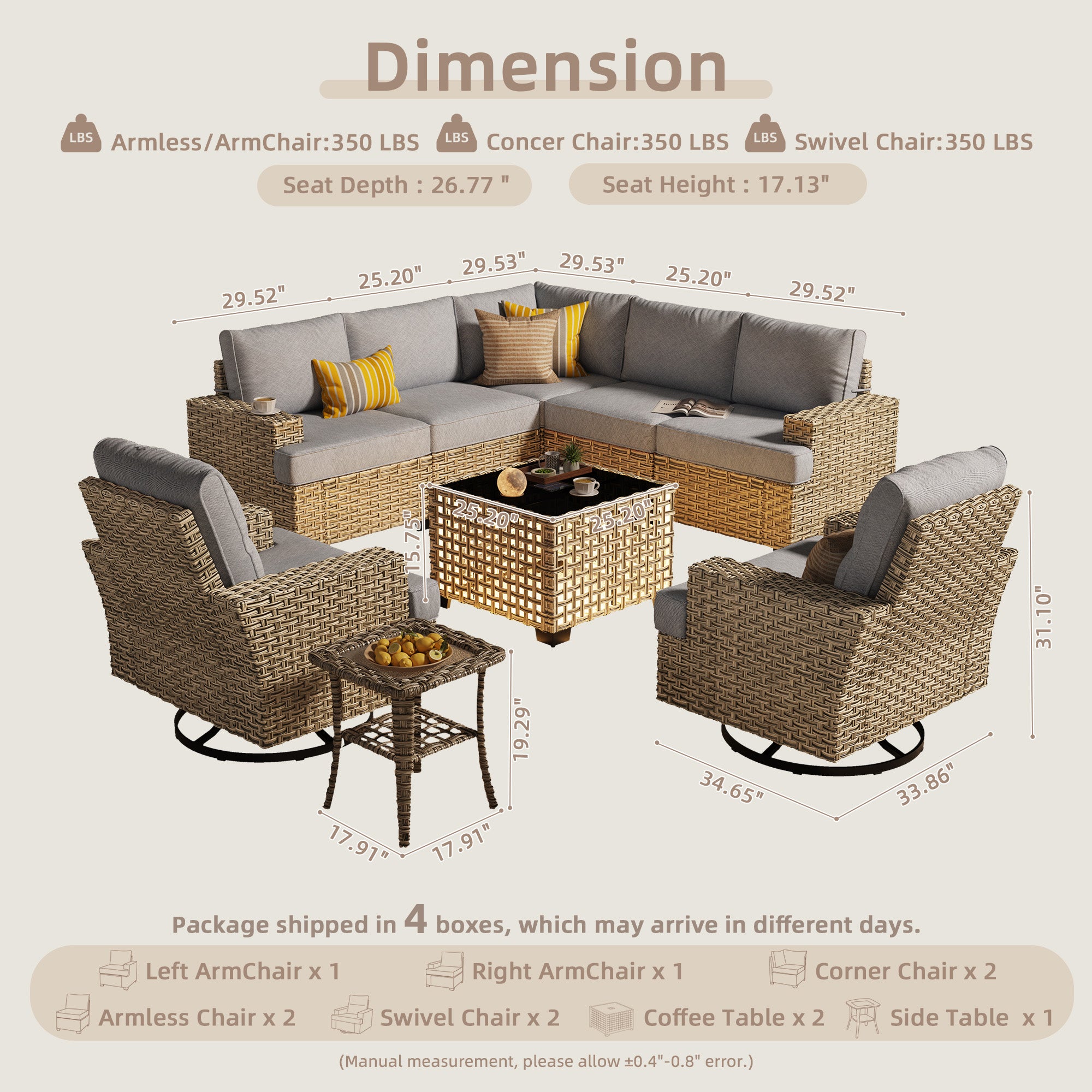 TBS Series - Sectional Patio Furniture Set 8-Piece