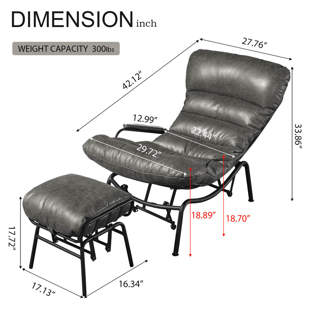 Ovios Rocking Chair with Ottoman, Multi-Color, 110° Recliner