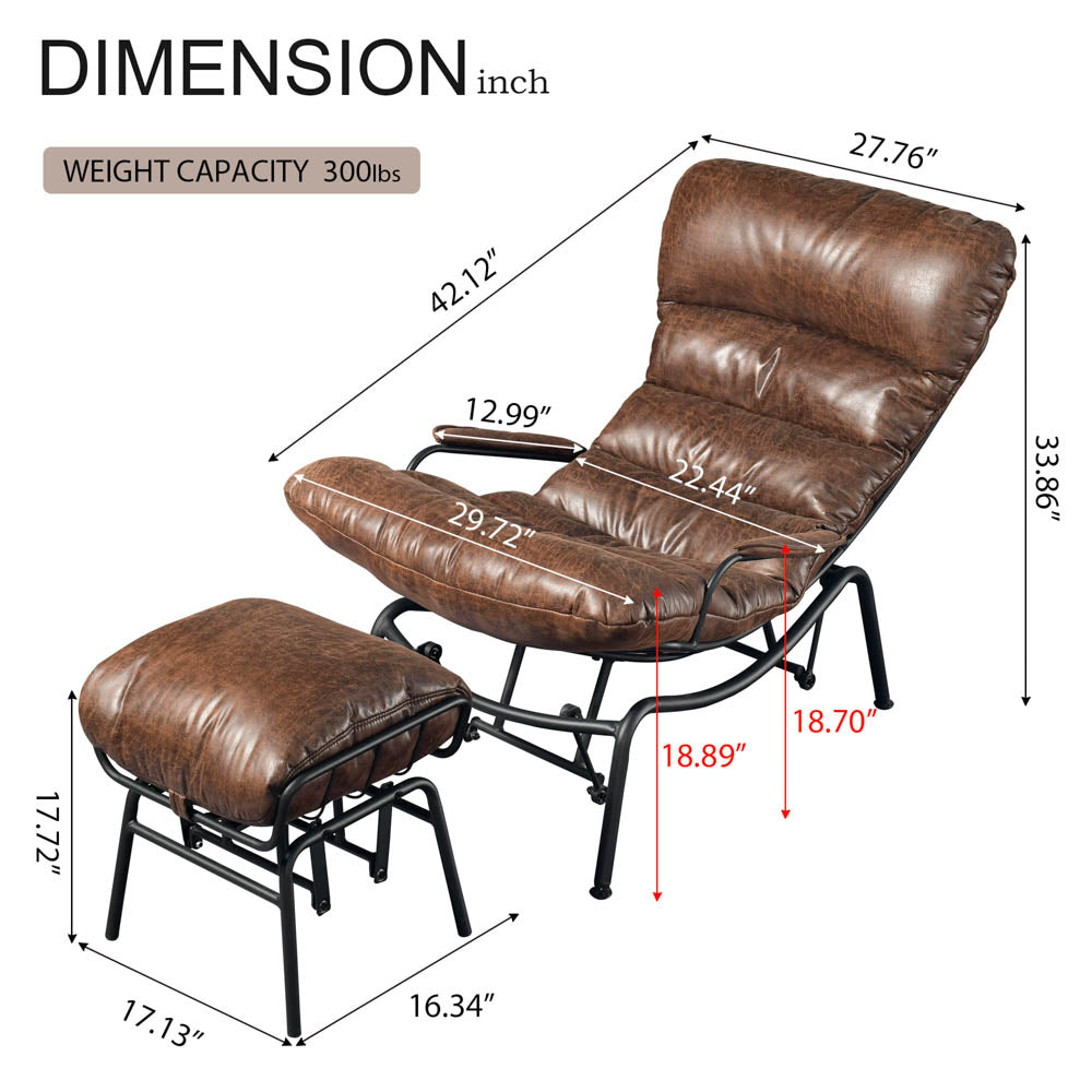 Ovios Rocking Chair with Ottoman, Multi-Color, 110° Recliner