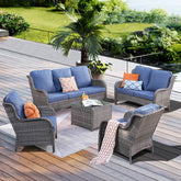 #color_Grey Wicker Denim Blue Cushion