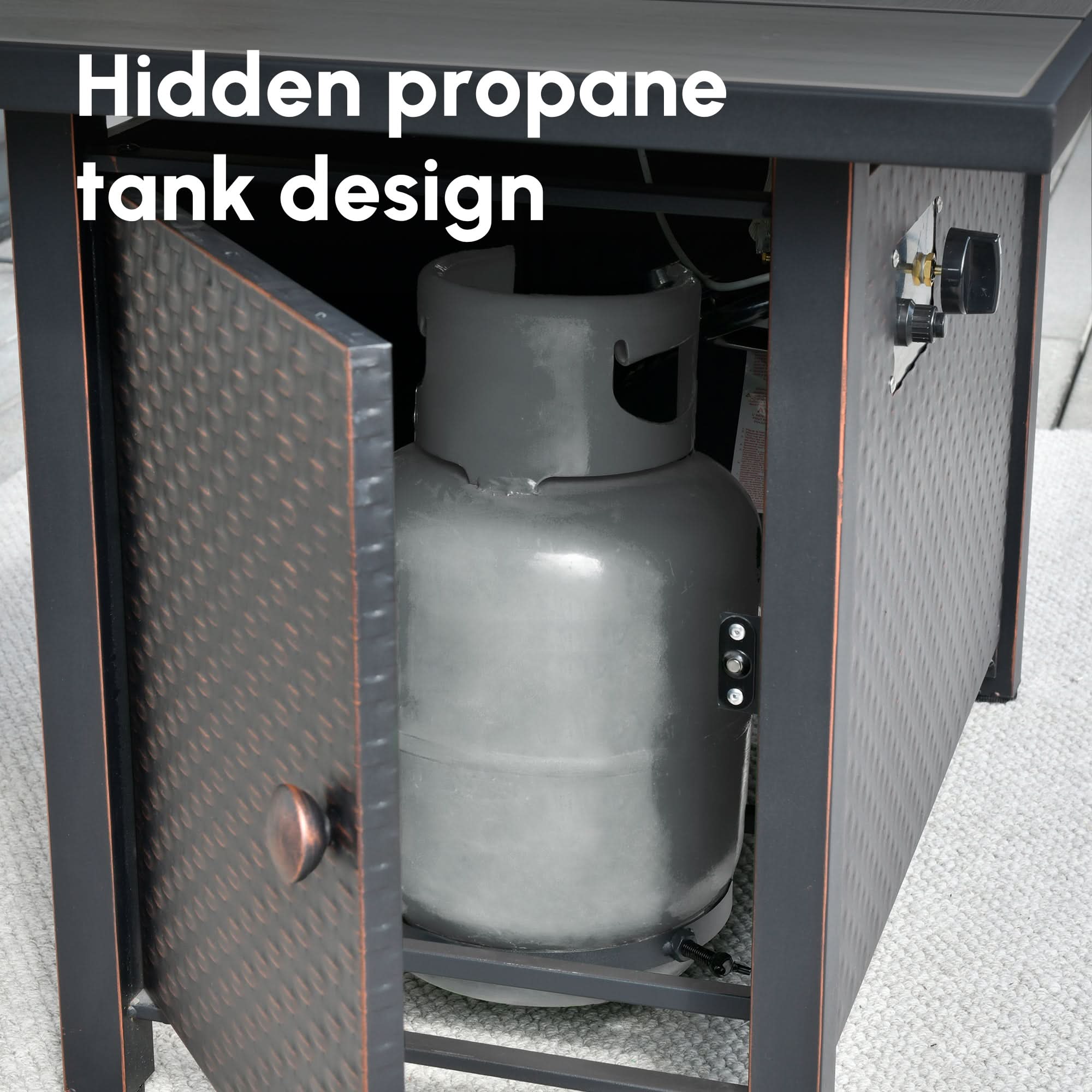 General | Ovios 42'' brown rectangle propane fire pit table hidden propane tank