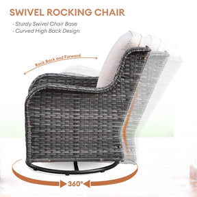 Ovios Patio Furniture Set 3-Piece with Swivel Chairs and Side Table Kenard