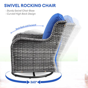 Ovios Patio Furniture Set 3-Piece with Swivel Chairs and Side Table Kenard