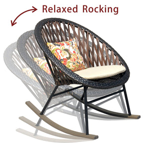 Ovios Patio 2 Pieces Outdoor Rocking Swivel Chairs with Glass Coffee Table