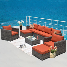 Ovios Outdoor Furniture Bigger Size 9-Piece, King Series, No Assembly Required, with 2 Chairs