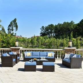 Ovios Patio Conversation Set Rimaru 12-Piece with 4 Pillows, No Assembly Required