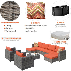 Ovios Outdoor Furniture Bigger Size 9-Piece, King Series, No Assembly Required, with 2 Chairs