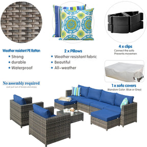Ovios Outdoor Furniture Bigger Size 9-Piece, King Series, No Assembly Required, with 2 Chairs