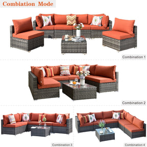 Ovios Outdoor Sectional Furniture 7-Piece with Cushions and Table