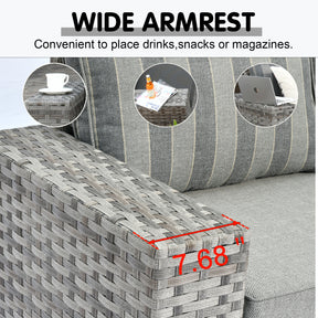 Ovios 6 Pieces Outdoor Sectional Sofa with 7.68'' Broad Handrails