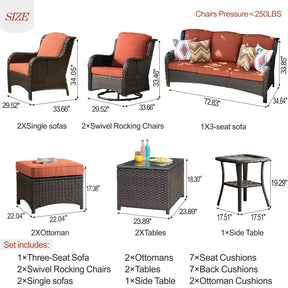 Ovios Patio Conversation Set 10-Piece with Rocking Chairs and Table Kenard