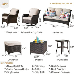 Ovios Patio Conversation Set 10-Piece with Rocking Chairs and Table Kenard