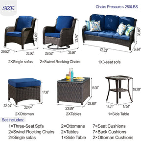 Ovios Patio Conversation Set 10-Piece with Rocking Chairs and Table Kenard