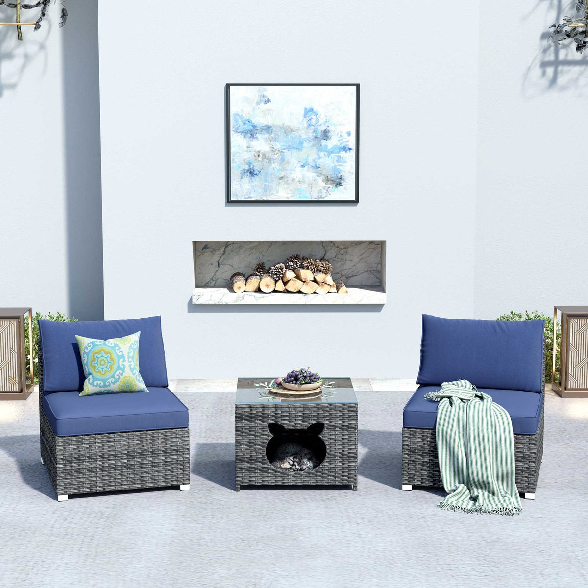 #color_Grey Wicker Denim Blue Cushion