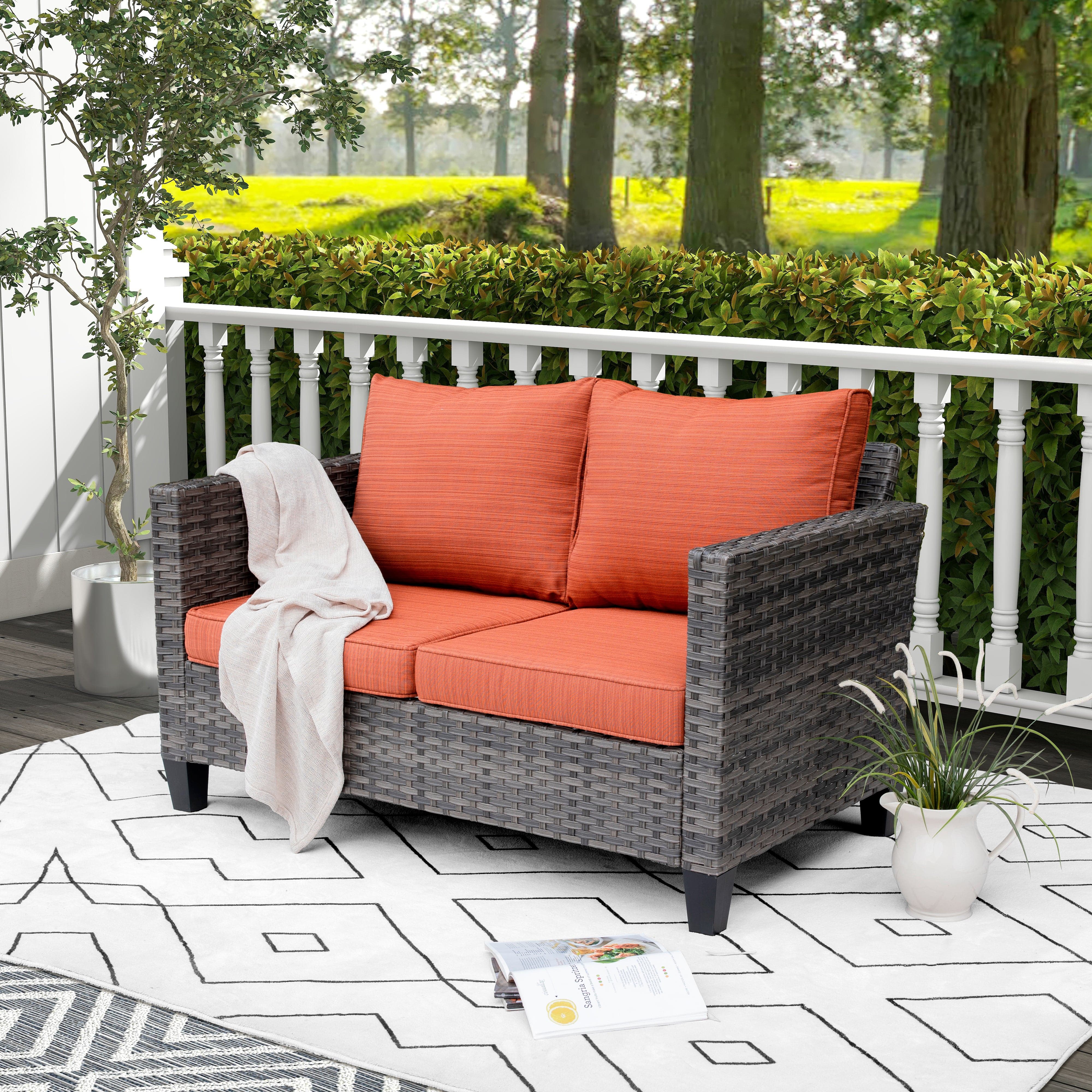 #Color_Grey Wicker Orange Cushion