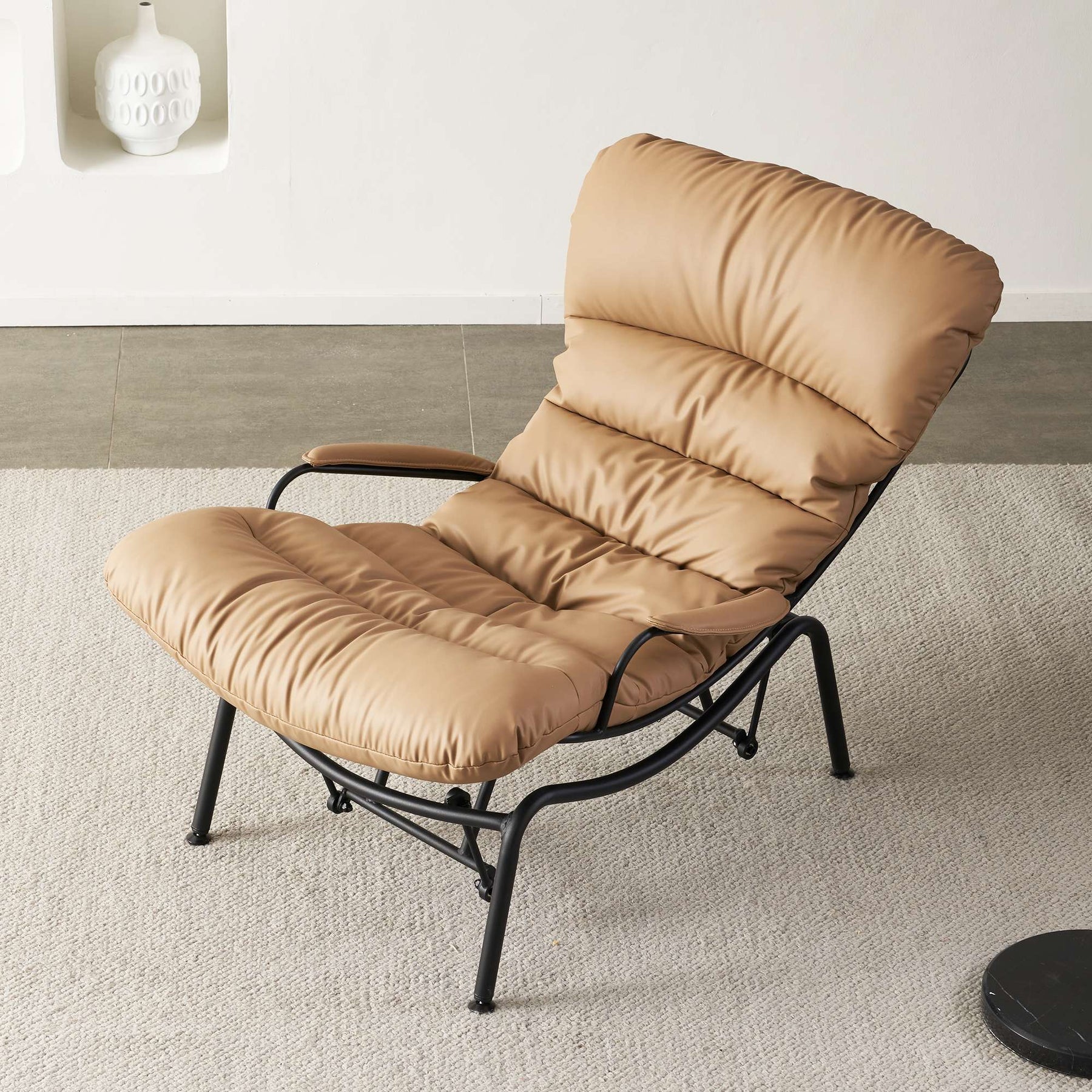 Ovios Rocking Chair PU with Ottoman, Metal Frame filled with Latex and Cotton