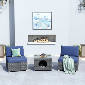 Ovios Outdoor Sectional Furniture 3-Piece with Two Armless Chair and Pet Table