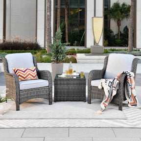 Ovios Outdoor Furniture 3-Piece with Table Kenard Curved Handrest