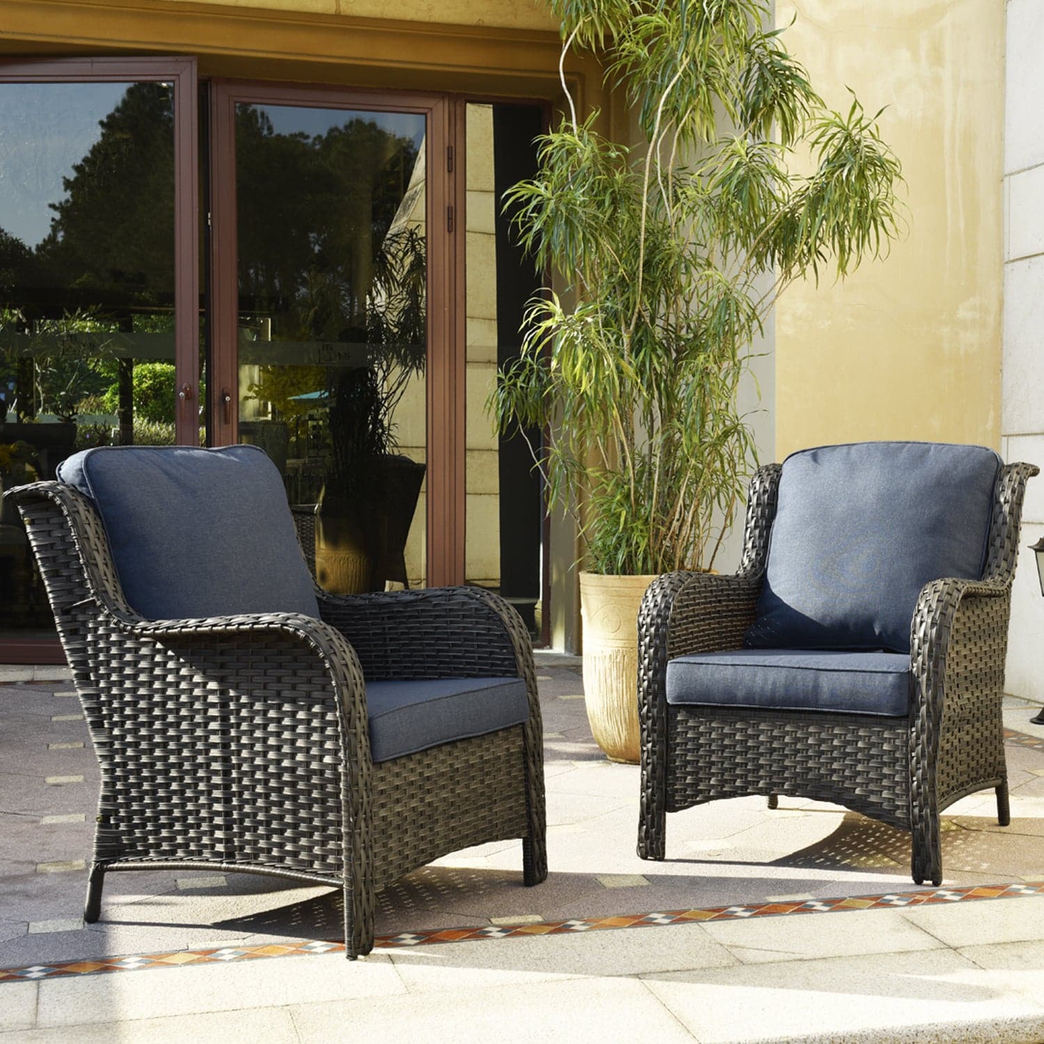 Ovios Patio Chairs 2-Piece Kenard Curved Handrest