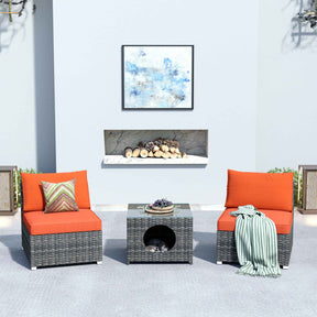 Ovios Outdoor Sectional Furniture 3-Piece with Two Armless Chair and Pet Table