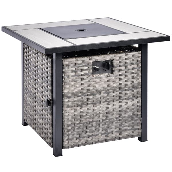 Ovios Patio Aluminum Propane Outdoor 30'' Fire Pit Table with Lid