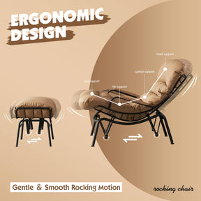 Ovios Rocking Chair PU with Ottoman, Metal Frame filled with Latex and Cotton