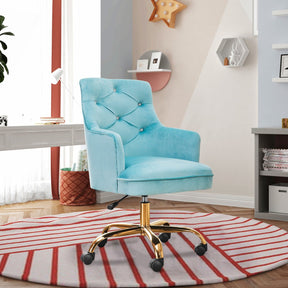 Ovios Plush Velvet Office Chair for Girl or Lady, Vanity Chair and Task Chair with Gold and Sliver Base