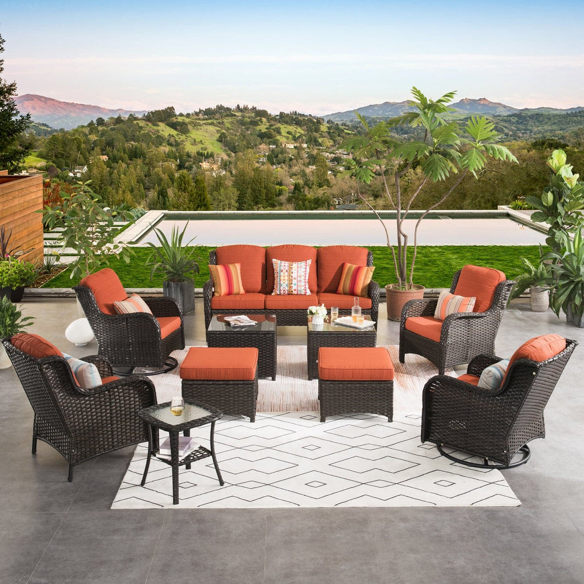 #Color_Brown Wicker Orange Cushion