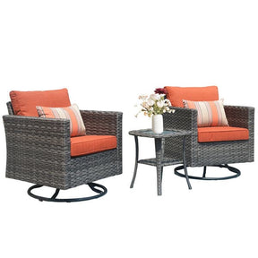 Ovios Patio Furniture Set 6-Piece with Swivel Rocking Chairs and Table