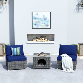 Ovios Outdoor Sectional Furniture 3-Piece with Two Armless Chair and Pet Table