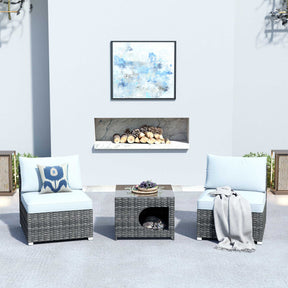 Ovios Outdoor Sectional Furniture 3-Piece with Two Armless Chair and Pet Table