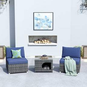 Ovios Outdoor Sectional Furniture 3-Piece with Two Armless Chair and Pet Table