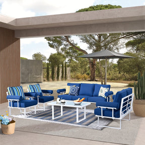 Ovios Patio Conversation Set 7-Person Seating with Table, Aluminum Frame, 5'' Cushion