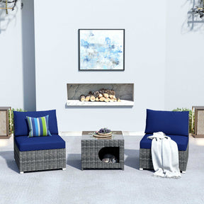 Ovios Outdoor Sectional Furniture 3-Piece with Two Armless Chair and Pet Table