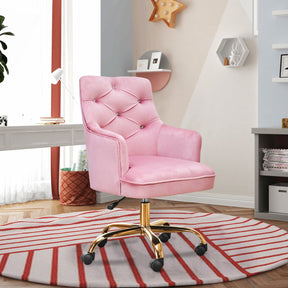 Ovios Plush Velvet Office Chair for Girl or Lady, Vanity Chair and Task Chair with Gold and Sliver Base