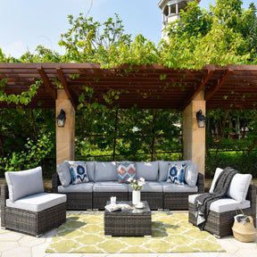 Ovios Outdoor Sectional Furniture 7-Piece with Cushions and Table