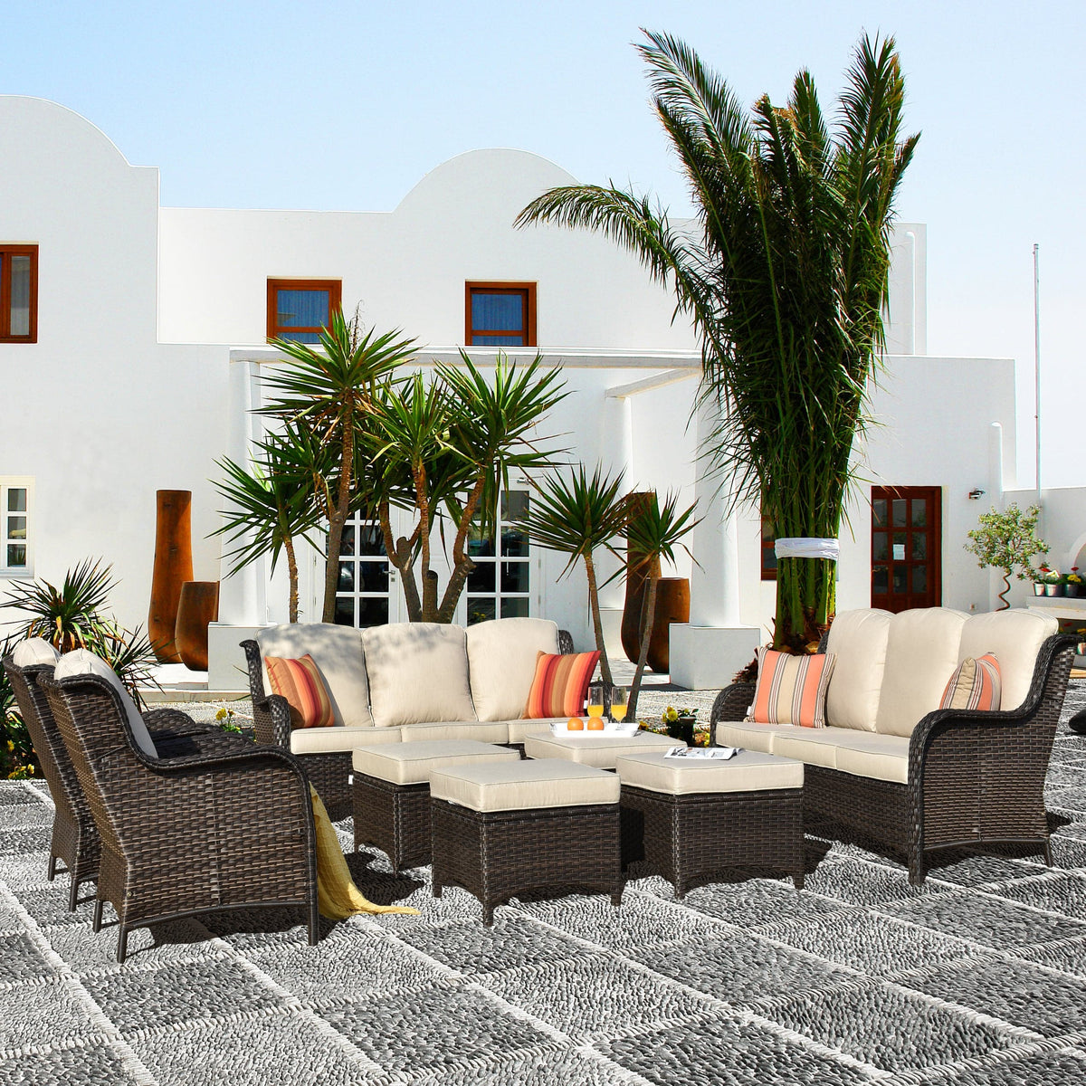 #color_Brown Wicker Beige Cushion