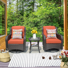 Ovios Patio Furniture Set 3-Piece with Swivel Chairs and Side Table Kenard