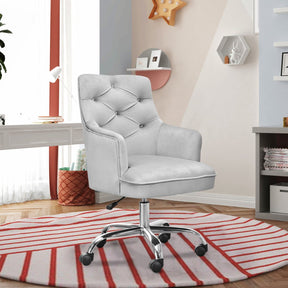 Ovios Plush Velvet Office Chair for Girl or Lady, Vanity Chair and Task Chair with Gold and Sliver Base