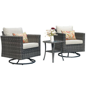 Ovios Patio Furniture Set 6-Piece with Swivel Rocking Chairs and Table
