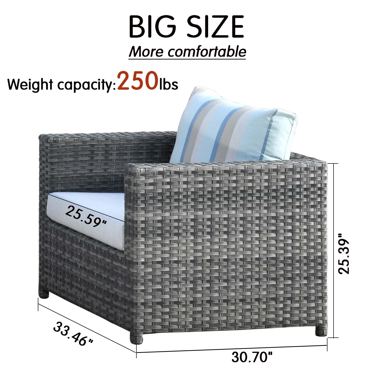 Ovios Patio Furniture Set Bigger Size 12-Piece with Grey Sunbrella, King Series, No Assembly Required