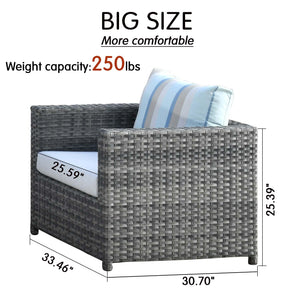 Ovios Patio Furniture Set Bigger Size 12-Piece with Grey Sunbrella, King Series, No Assembly Required