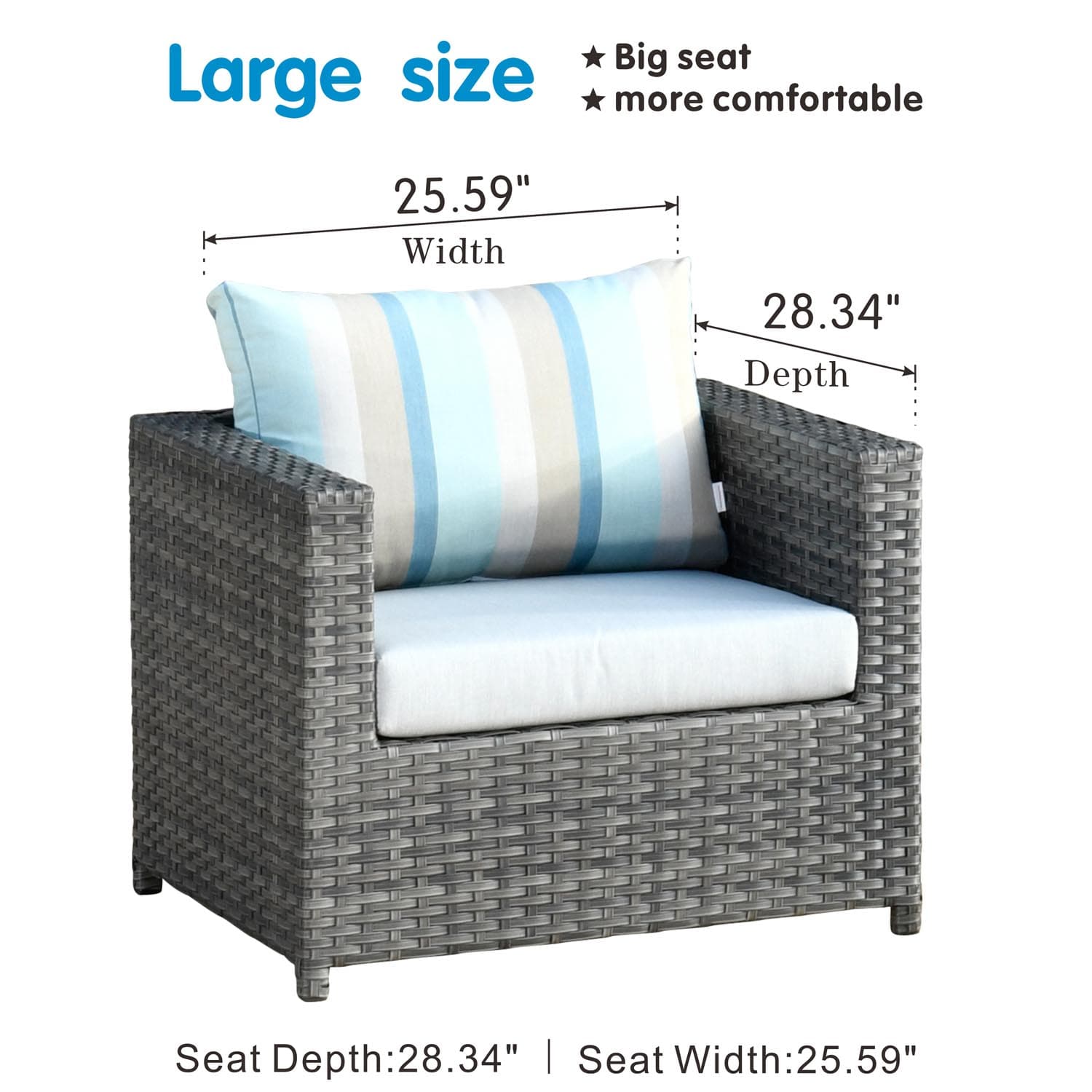 Ovios Patio Conversation 9-Piece Bigger Size Set with Grey Sunbrella, King Series, No Assembly Required