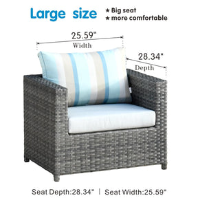 Ovios Patio Conversation 9-Piece Bigger Size Set with Grey Sunbrella, King Series, No Assembly Required